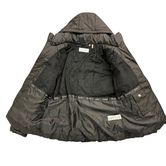 Calvin Klein Women’s Black Hooded Winter Coat Puffer Jacket Size Large - Picture 3 of 15